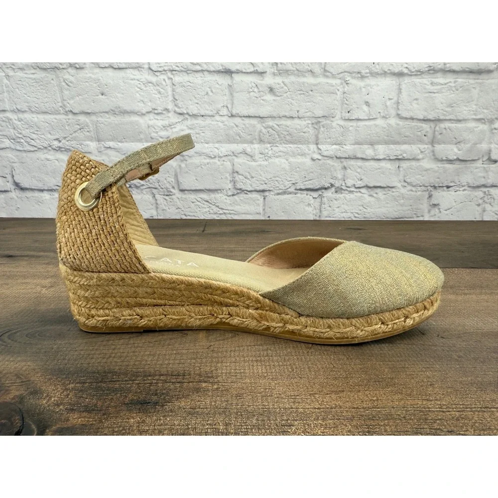 Viscata Barcelona Pubol Canvas Espadrille Wedge Sandals Gold Women's‎ 41/11